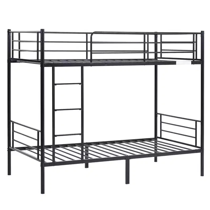 Karl Home Twin Over Twin Steel Bunk Bed Frame Ladder Bedroom Dorm Room for Kids Adult Children – Image 36