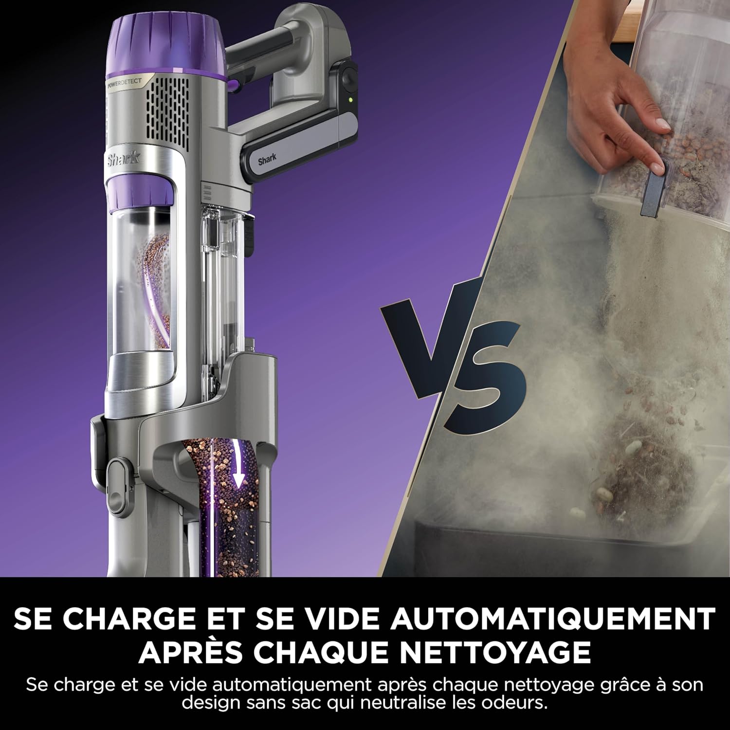 Shark aspirateur sans Fil PowerDetect Clean & Empty, DuoClean Detect, Reverse Clean, Base Auto-vidante 2 l, Anti-Hair Wrap Plus, autonomie 70 Min, léger, Access. Animaux/multisurface, Gris IP3251EUT – Image 7
