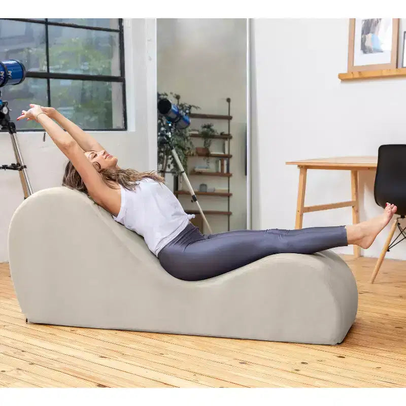 Avana Sleek Chaise Lounge for Yoga - Made in The USA - Great for Stretching, Relaxation, Exercise & More, 60D x 18W x 26H Inch, Light Grey – Image 17