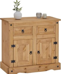 IDIMEX Buffet Salsa Commode bahut vaisselier en Bois Style Mexicain avec 2 Portes battantes et 2 tiroirs, en pin Massif Finition teintée/cirée