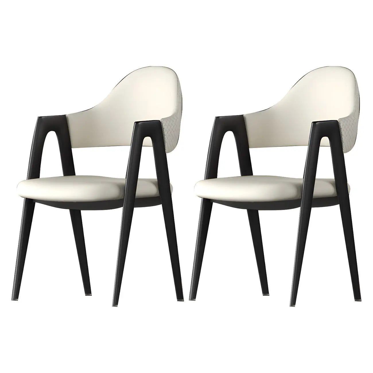 Modern Leather Curved Open Back Arm Dining Chair – Image 22