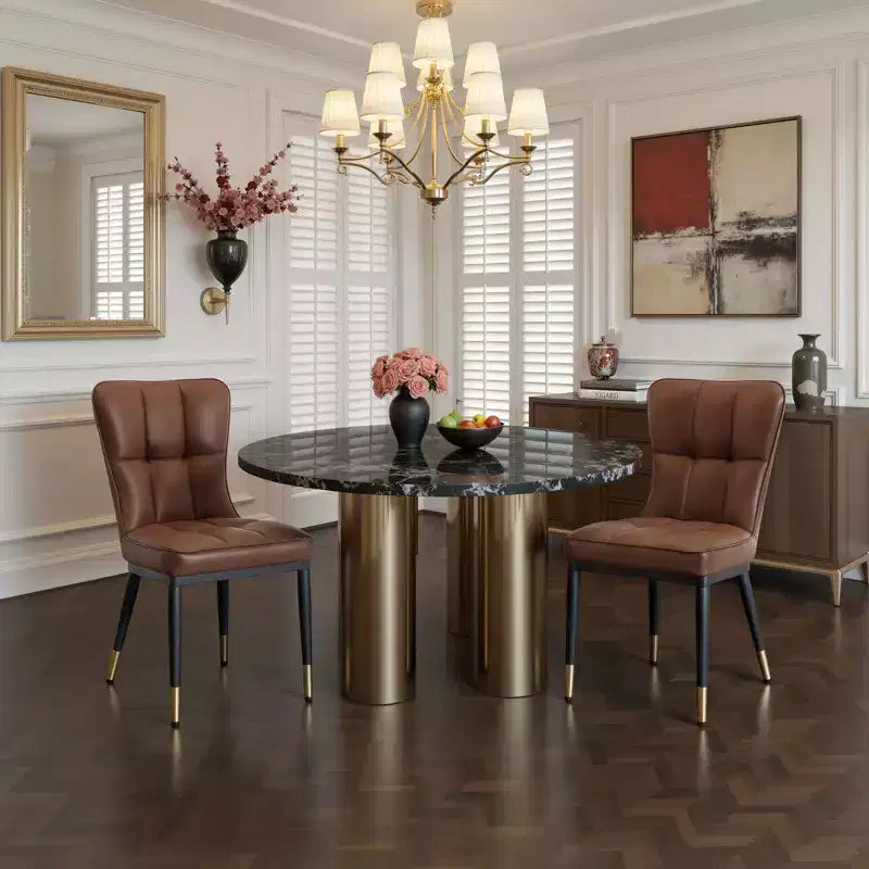 Bekrvio Dining Room Chairs Set of 6, Modern Upholstered Faux Leather Seat with High Back, Metal Legs, Armless Kitchen Chairs for Living Dinning Room – Image 31