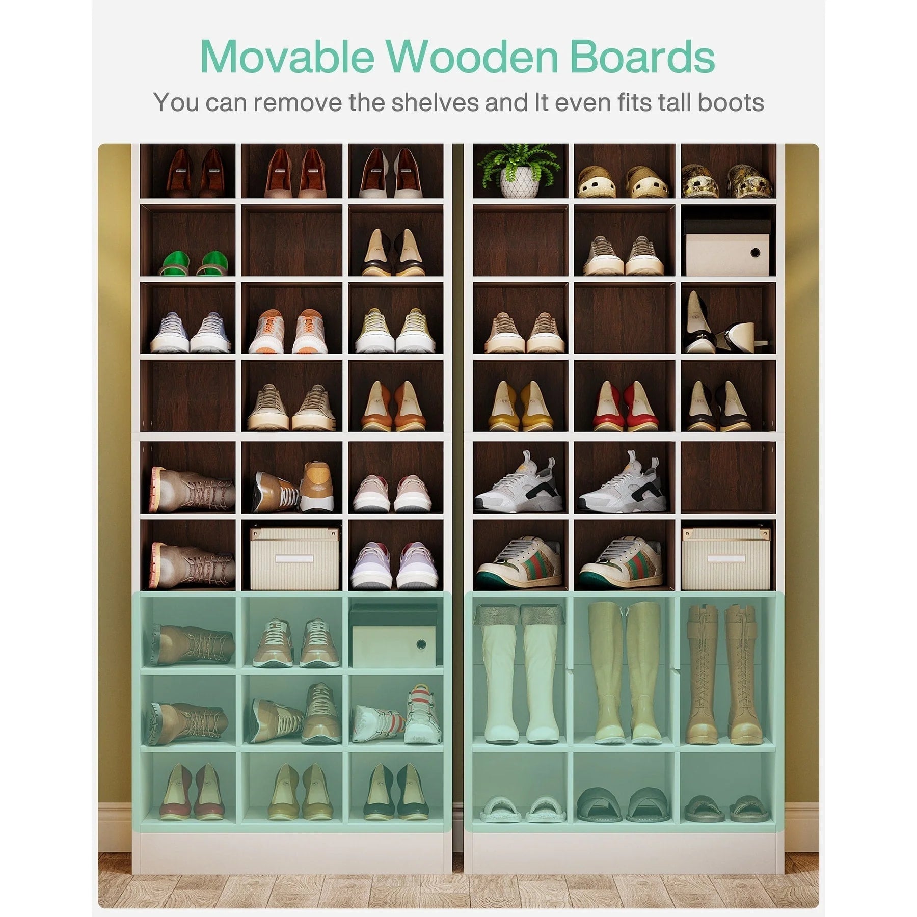 30 Pairs Tall Shoe Cabinet, 10 Tiers White Wooden Shoe Storage Rack for Closet, Entryway - 10-tier – Image 17