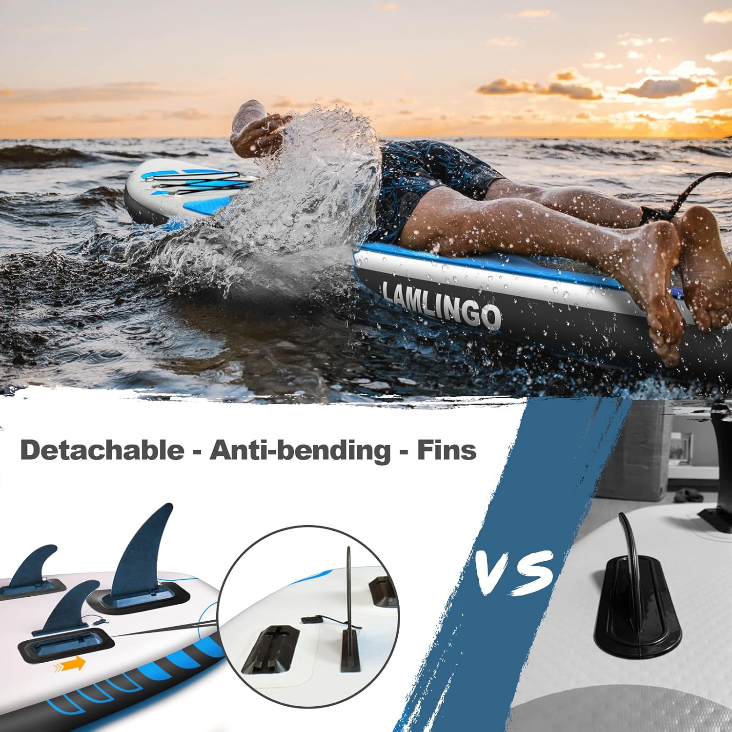 Rolimate Max 200 KG Stand Up Paddle Board Gonflable Adulte, Sup Planche en PVC Construction Ultra Robuste, Kit Pagaie, Pompe à Double Action, Sac à Dos Boîte réparation – Image 5