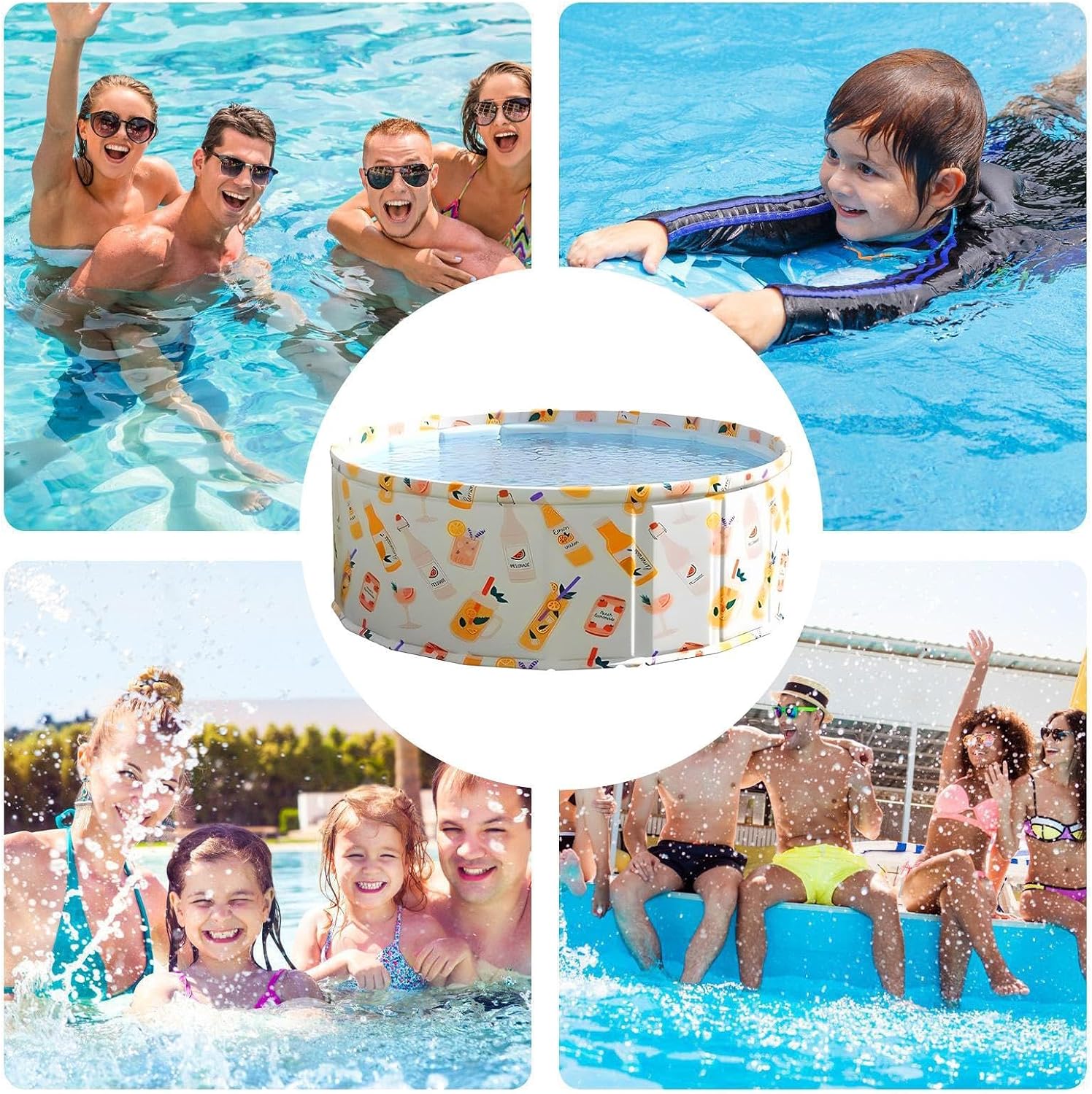 Piscine De Bain Pliable Portable - Bassin De Jeu en Eau Intérieure, Baignoire Non Inflatable | Équipement De Baignade D'activité D'été, Piscine De Trempage pour avec Base pour Pelouse Garage F – Image 6