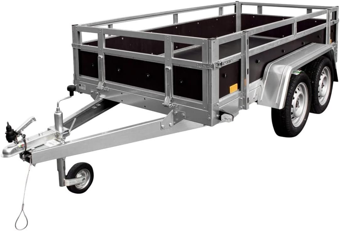 Tema Wood Remorque Double essieux basculante Caisse contreplaqué châssis Acier 263x125 cm – Image 2