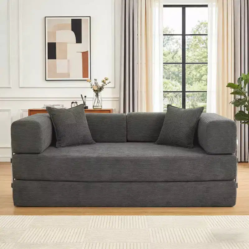 Dyonery 78Folding Sofa Bed Convertable Corduroy Couch King Size Floor Sleeper 4-in-1 DIY Combination Modular Sofa Fold Out Comfy sofa. – Image 12