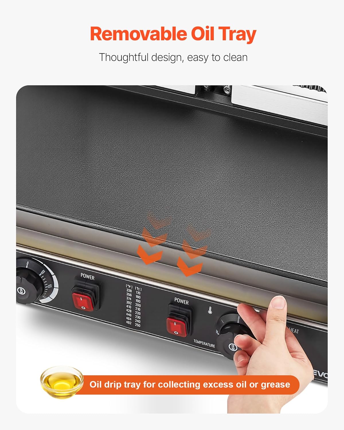 VEVOR Gril Panini Électrique de 3600 W, Double Presse à Panini avec Plaque de Cuisson Émaillée de 48,5x23 cm, Appareil à Sandwich en Inox, Contrôle de la Température, pour Hamburger, Steak, Cuisine – Image 4