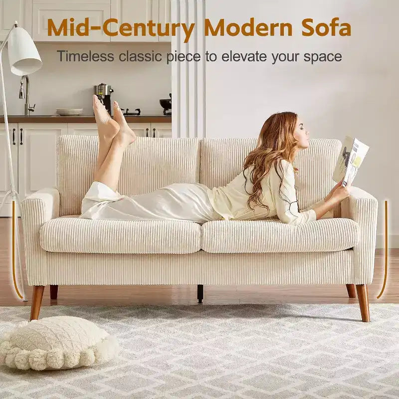 68 Loveseat Sofa Comfy Couch,Modern Loveseat Couches for Living Room/Bedroom,Comfy Sofa with Spring Cushion,Solid Wood,Tool-Free Assembly – Image 11