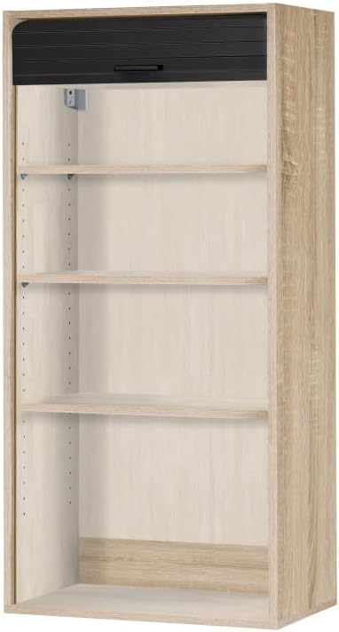 SIMMOB Meuble Haut de Cuisine Chêne Rideau Noir 4 Niches 60 x 124 x 35 cm – Image 4
