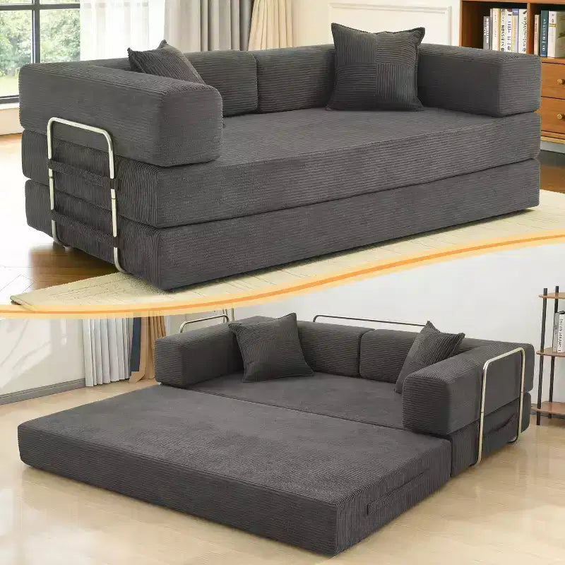 Dyonery 78Folding Sofa Bed Convertable Corduroy Couch King Size Floor Sleeper 4-in-1 DIY Combination Modular Sofa Fold Out Comfy sofa. – Image 3