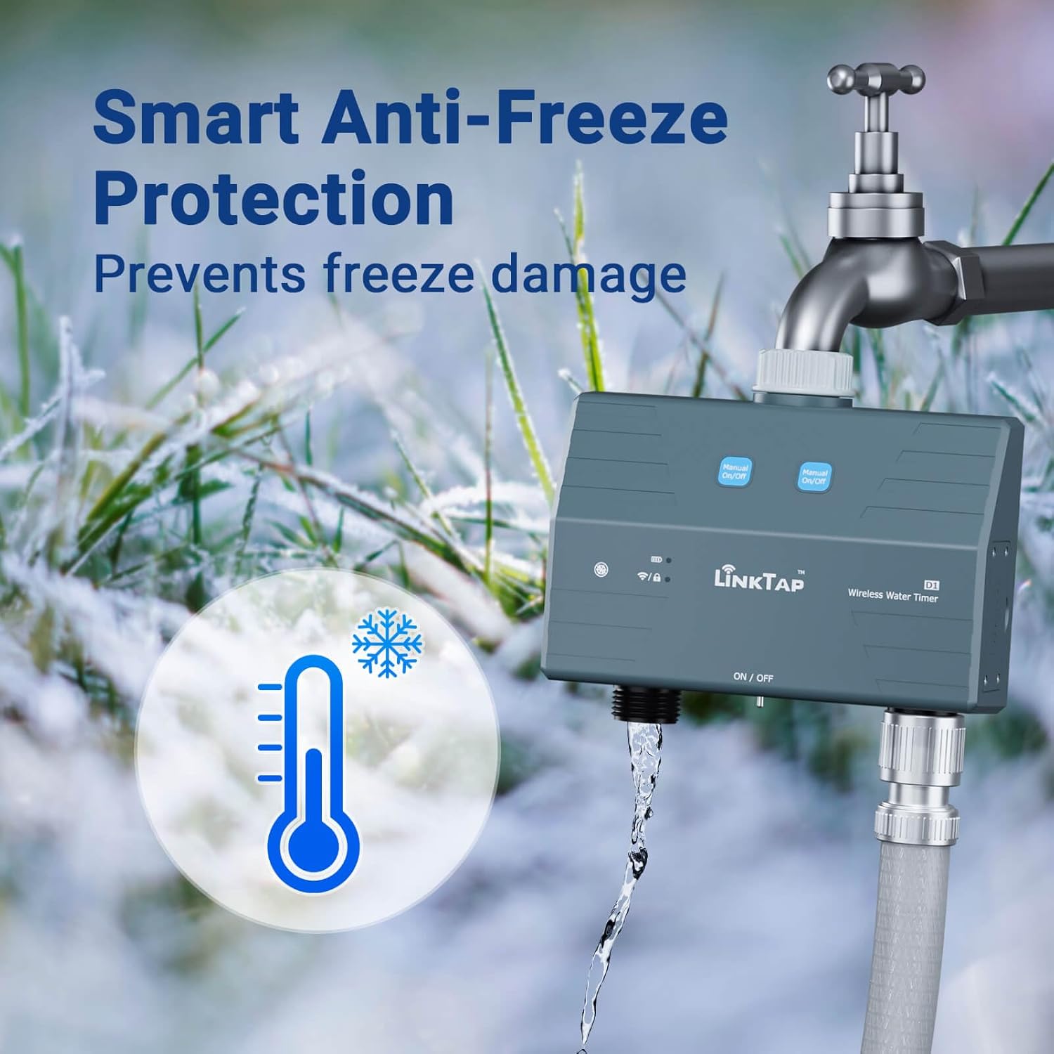 LinkTap D1 Programmateur d'arrosage Intelligent et Gateway, 2 Zones distinctes, Débitmètres intégrés, Adaptation météo, Détection et Notification d'Erreurs, Portée Plus Large Que WiFi, IP66 – Image 9