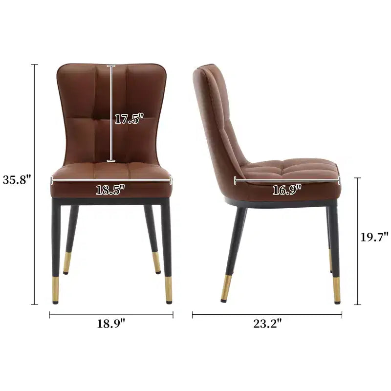 Bekrvio Dining Room Chairs Set of 6, Modern Upholstered Faux Leather Seat with High Back, Metal Legs, Armless Kitchen Chairs for Living Dinning Room – Image 34