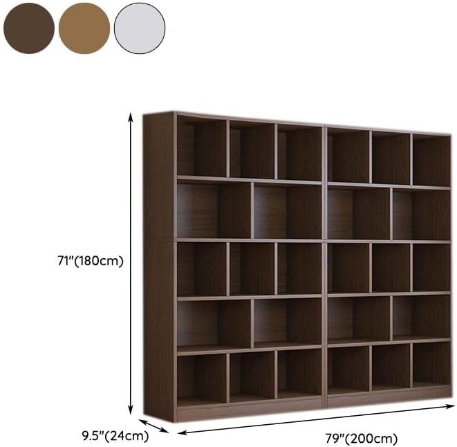 Bibliothèque contemporaine Standard à Dos fermé en Bois, étagère de Bureau à 5 Niveaux, du Sol au Plafond, Meuble de Salon, Rangement de Chambre à Coucher, Multicouche, Naturel, 79 L x 9 W 71 H – Image 2