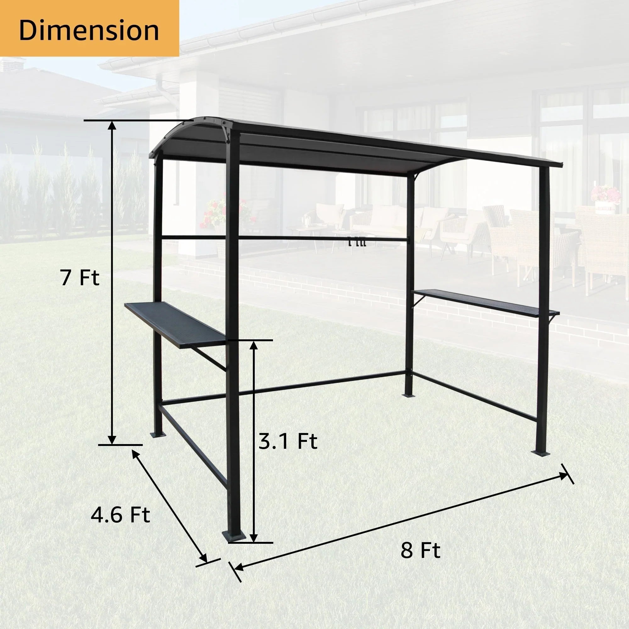 Outdoor 5 ft. x 8 ft. Steel Frame Grill Gazebo Canopy Barbecue Shelter – Image 17