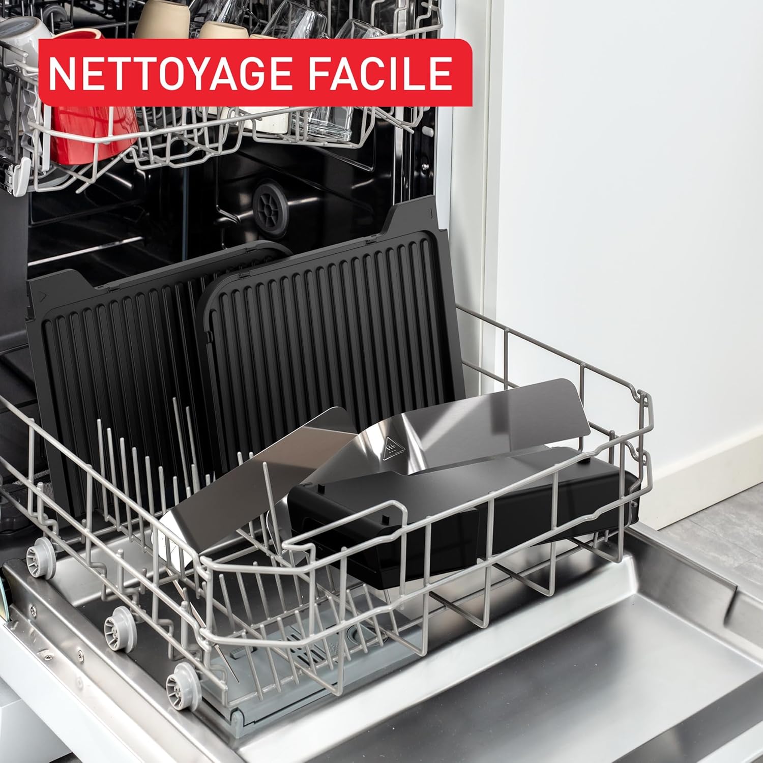 Tefal Barbecue électrique XL Family Grill 2400W avec 2 thermostats réglables, Usage extérieur et intérieur, 2 surfaces de cuisson compatibles lave vaiselle TG800N10 – Image 7