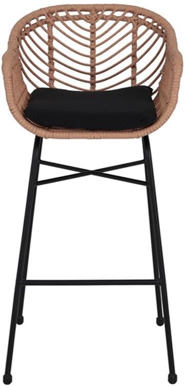 Lisa Design - Rosano - lot de 4 tabourets - effet rotin - bois et noir, Noir/Bois – Image 3