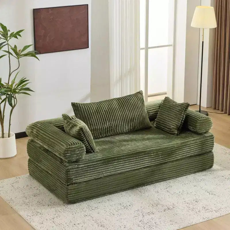 Dark Gray / Gray / Green / Sea Blue Corduroy Convertible Sleeper Sofa Bed, 2-Seater – Image 13