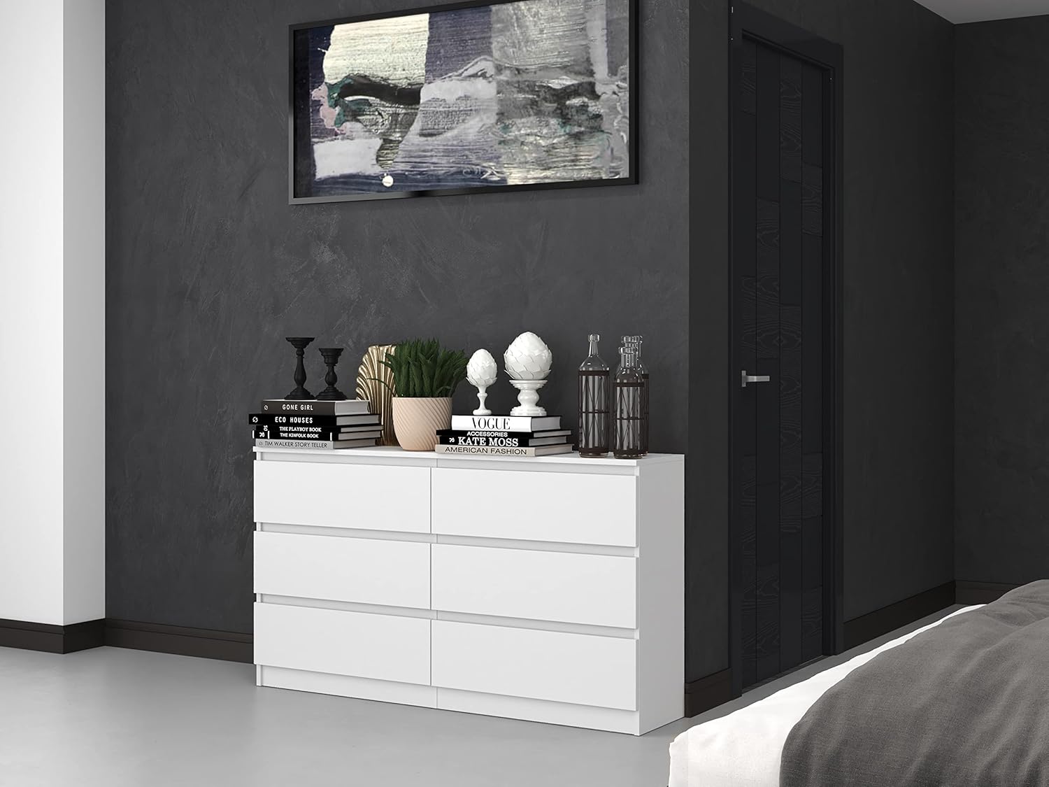CDF Commode 6 Tiroirs Commode Chambre Blanc Meuble Armoire de Rangement Spacieux pour Salon Bureau Spacieuse et Design Moderne Facile à Installer 40x75x138 cm Meuble à Vêtements – Image 7