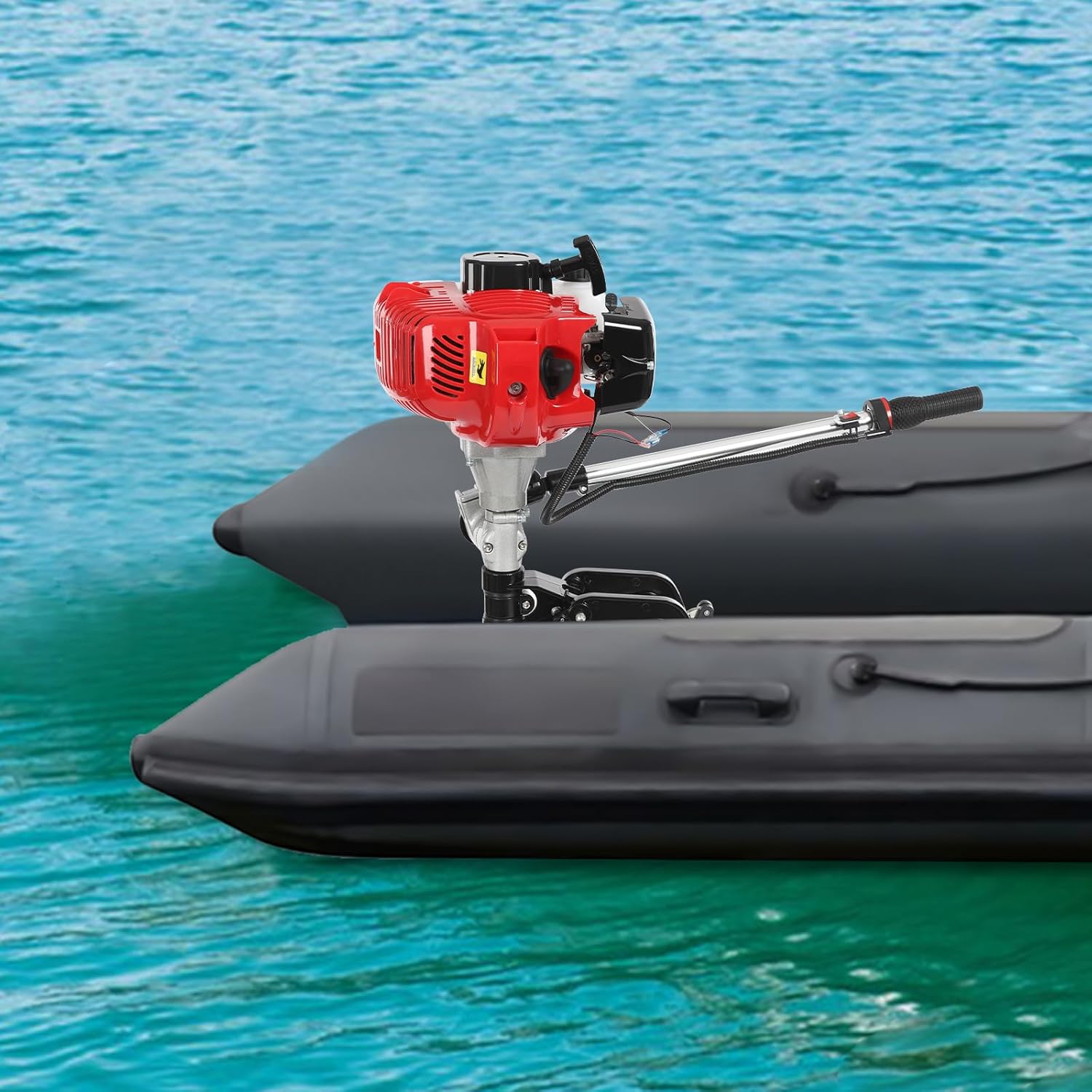 Moteur hors-bord, 4 temps 6 ch, moteur pour bateau à essence, 63 cm³. Refroidi par air. Moteur hors-bord pour bateaux gonflables, bateaux de pêche, kayaks de pêche – Image 8