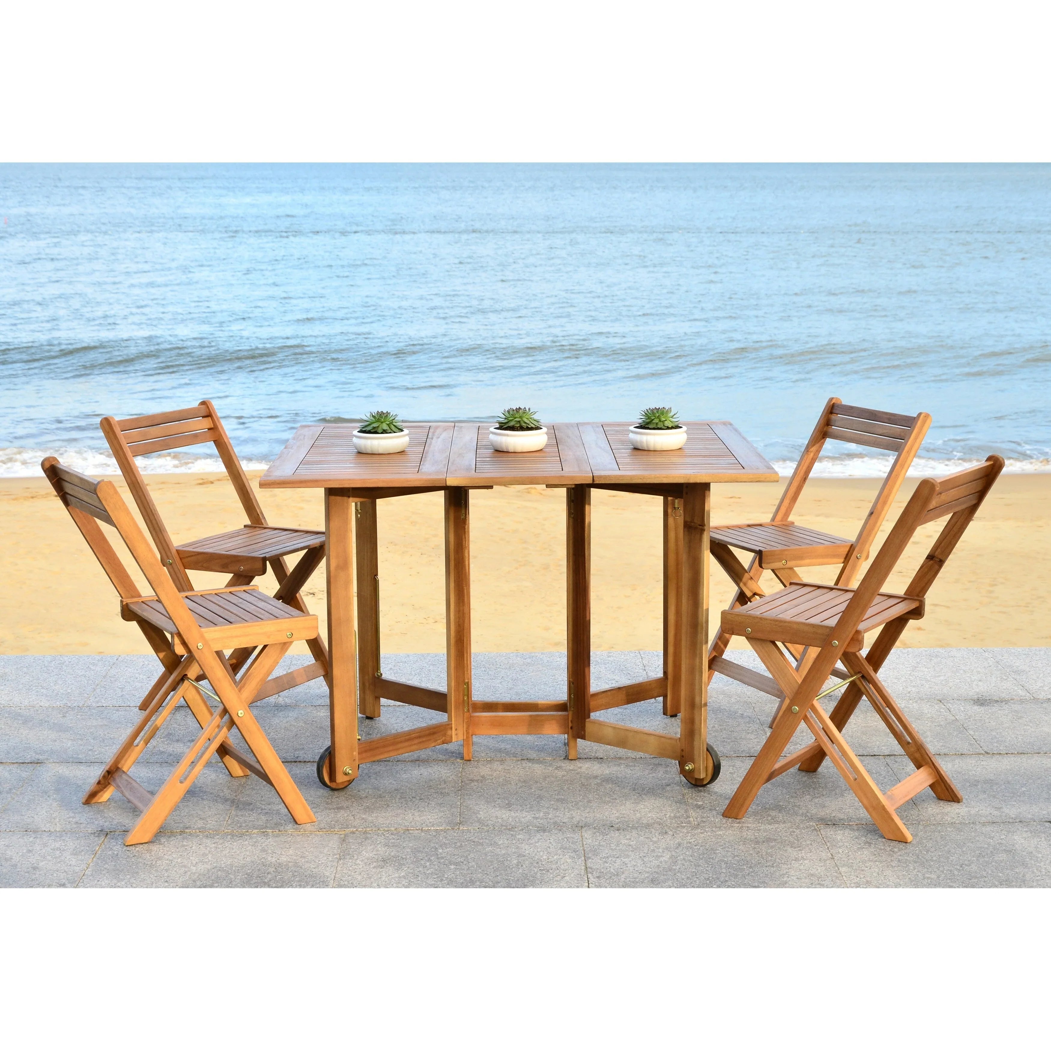 SAFAVIEH Outdoor Brandy 5-Piece Outdoor Dining Table Set - 43Wx35Dx29H – Image 36