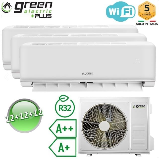 Plus Climatiseur Trial Split 12000 + 12000 + 12000 BTU, Wi-Fi R32, Efficacité Énergétique A++/A+, 3 Unités Intérieures et 1 Unité Extérieure, avec Télécommande, Faible Consommation – Image 2