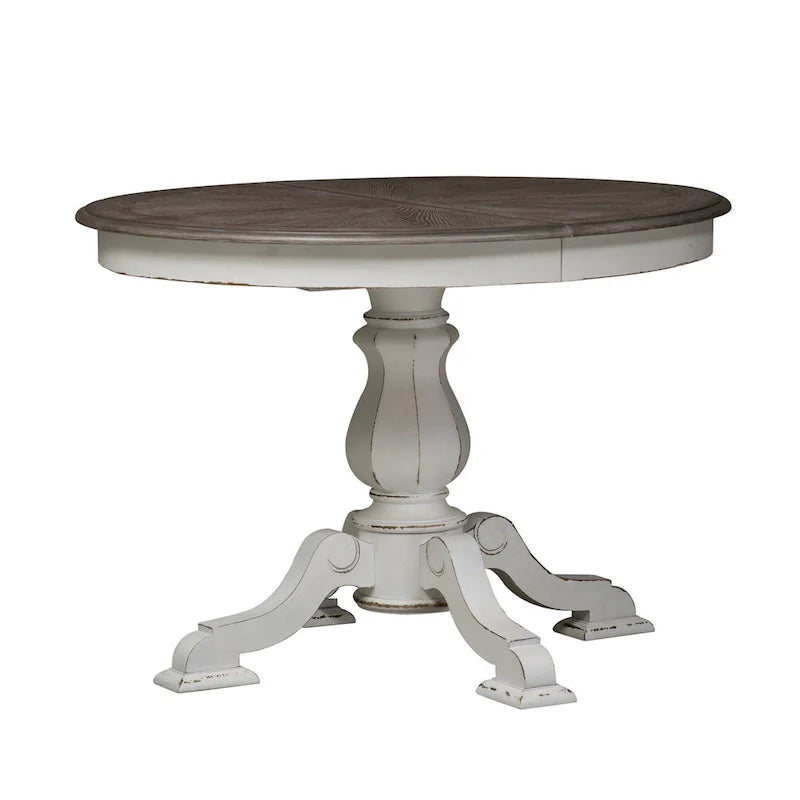 Magnolia Manor Round Pedestal Dining Table with Expandable Leaves - 2 Finishes – Image 11