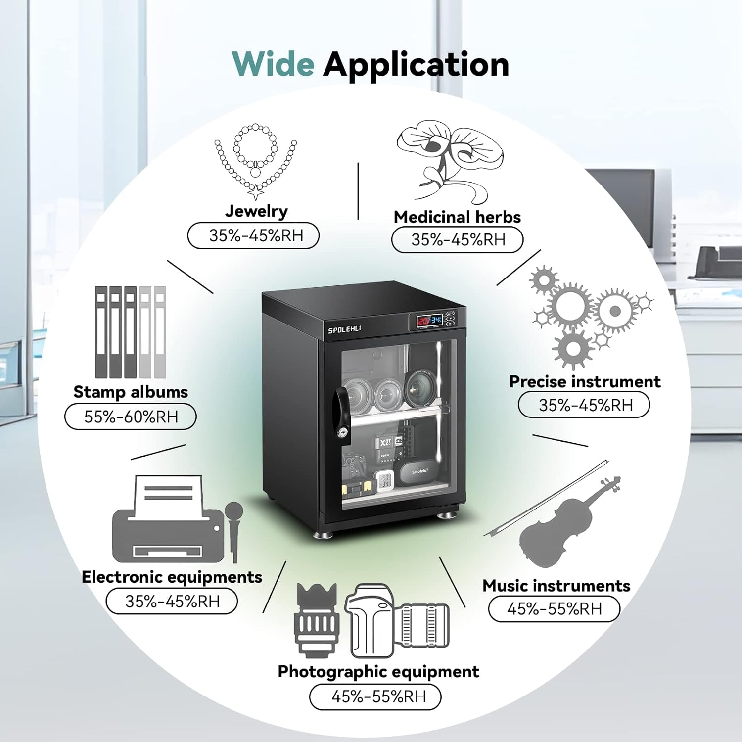 Armoire Sèche Pour Appareil Phot Déshumidificateur Numérique Boîte Sèche électronique 35l Avec Lumières Led Silencieux Et économie D'énergie Pour L'objectif De Caméra Et Le Stockage – Image 6
