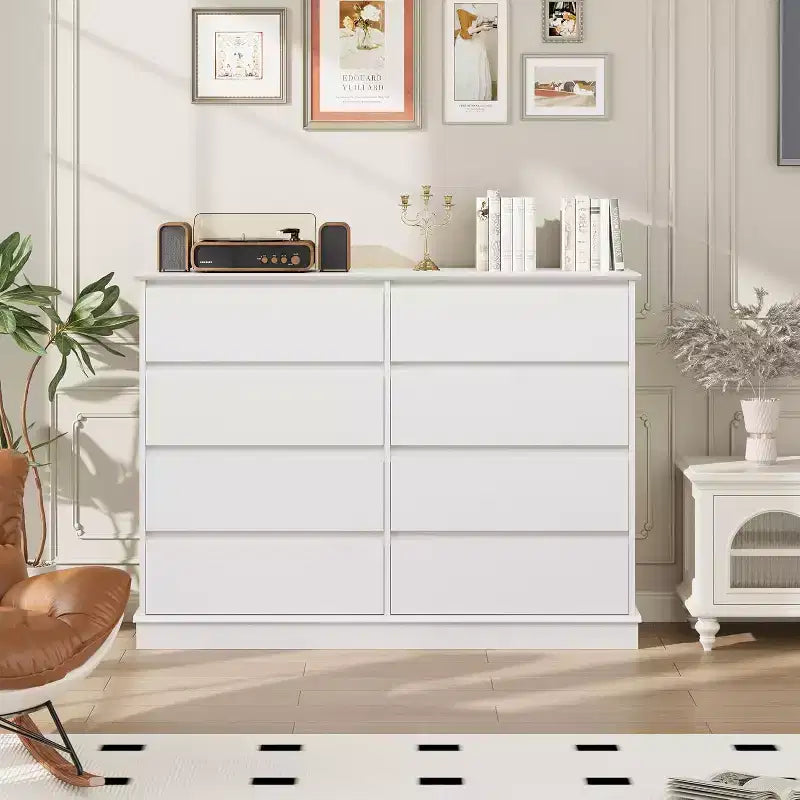 8-Drawer Storage Cabinet, Chest of Drawers with Deep Drawers, Large Wide-Top Closet for Living Room, Hallway, Children's Room – Image 10
