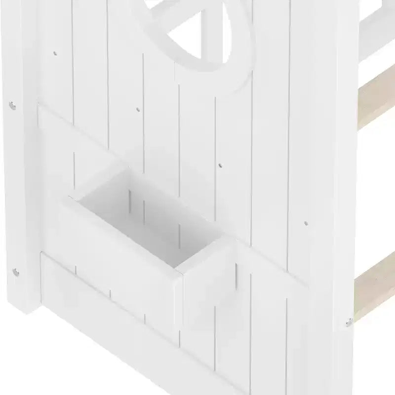 Polibi Floor House Bed with Built-In Storage Shelves & Slatted Roof – Image 13