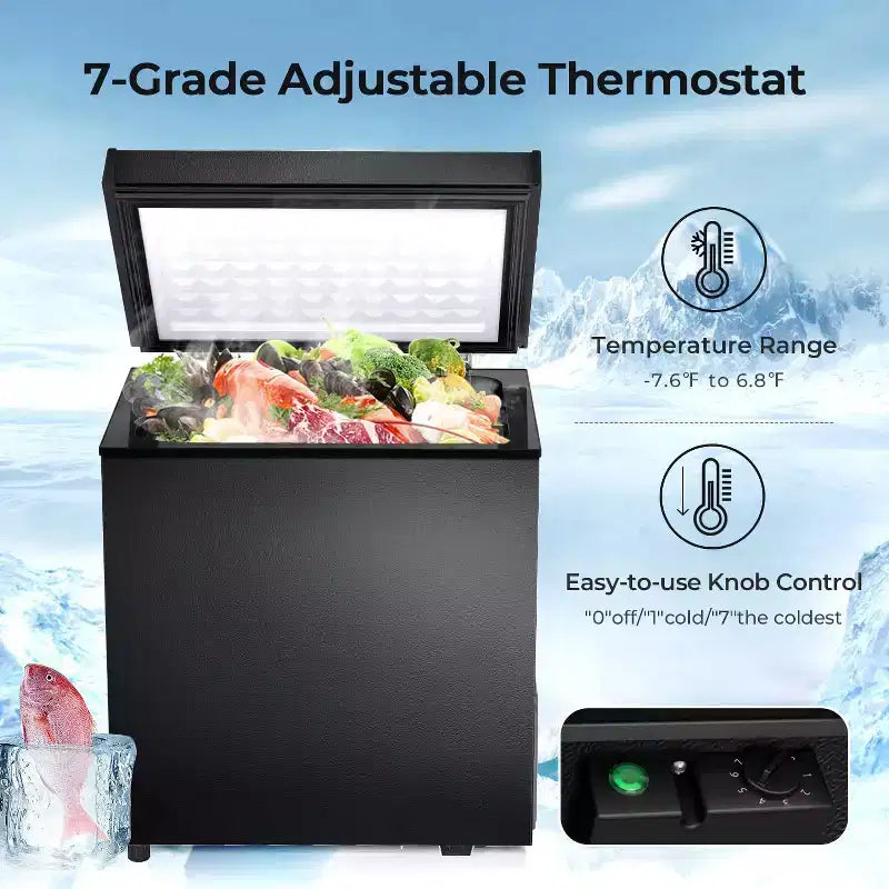ZAFRO 1.8 Cu.ft Chest Freezer, Compact Deep Freezer with 2 Baskets & Adjustable Temp, Top Open Door for Home, Dorm,Kitchen,Bar – Image 4