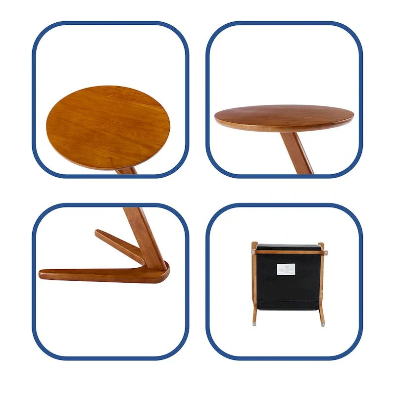 Mid Century Modern Accent Chairs Set of 2 with Side Table – Image 25