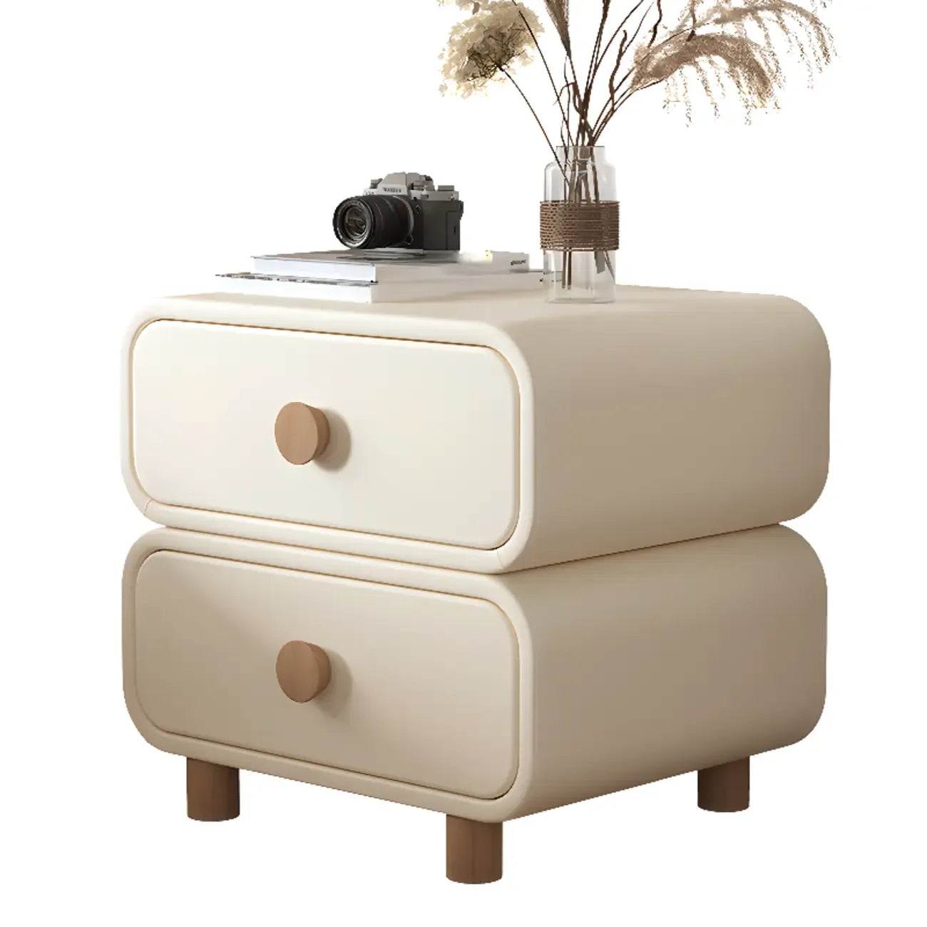 Pleather Scandinavian Nightstand With Faux Leather Finish – Image 15