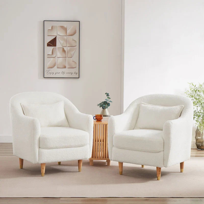 28.34W Set Of 2 Accent Armchair, Velvet Barrel Chair with Solid Wood Legs – Image 28