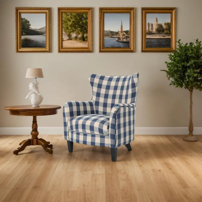 Modern Retro 30.25 High Back Upholstered Arm Chair with Wood Legs for Living Room – Image 17