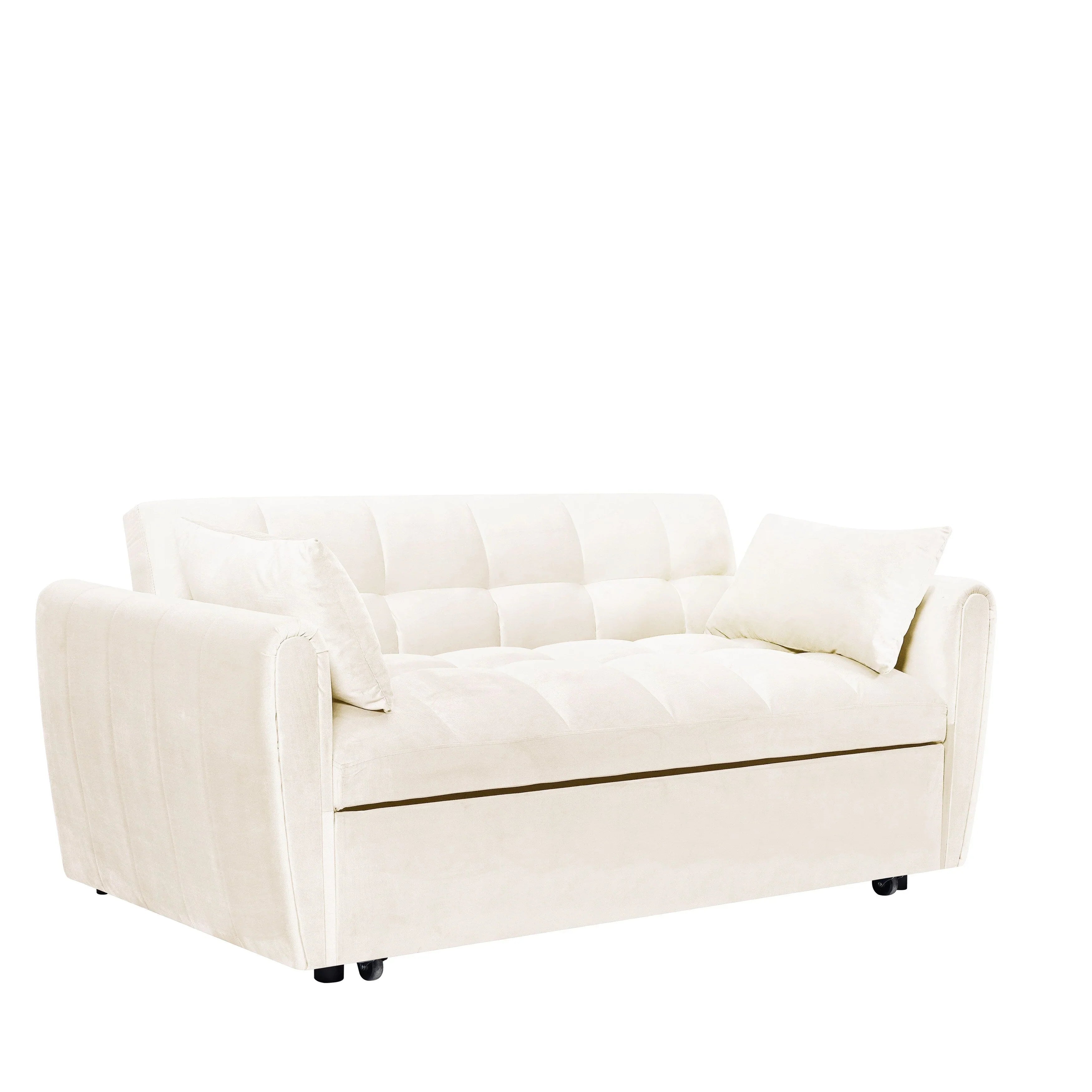 64.96 Velvet 3-in-1 Convertible Sofa Bed with Adjustable Back, Storage Pocket, and 500lb Weight Capacity – Image 20