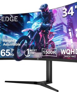 Z-Edge Écran PC Gamer Incurvé 34'' 3440x1440 165Hz, Hauteur & Inclinaison RÉGLABLE, 1ms FreeSync, Moniteur Ultrawide 21:9, 1500R VA, 2xHDMI2.0, 2*DP1.4, RGB VESA 100 * 100mm (DP Câble Inclus)