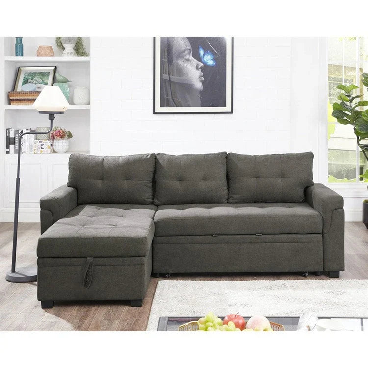 Convertible Reversible Sectional Sofa with Pull-Out Sleeper Bed, Hidden Storage Chaise, and Durable Legs – Image 2