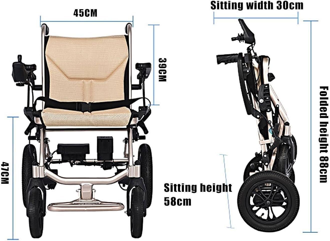 Fauteuil Roulant Electrique Pliable Ultra Leger, Fauteuil Roulant Autopropulsé À Double Fonction Compact Mobility Aid Wheelchairs pour Personnes Âgées Handicapées Mobility Vehicles – Image 2