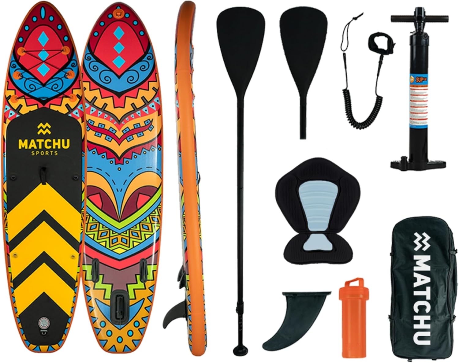 MATCHU - Paddle Gonflable - Stand Up Paddle - Ensemble Complet - Gonflable - Antidérapant - 320x81x15 CM - Capacité de Charge: 150 KG - pour 2 Personnes - pour Adultes et Enfants