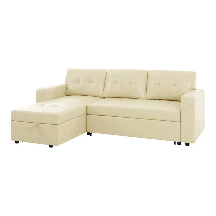 Convertible Reversible Sectional Sofa with Pull-Out Sleeper Bed, Hidden Storage Chaise, and Durable Legs – Image 142