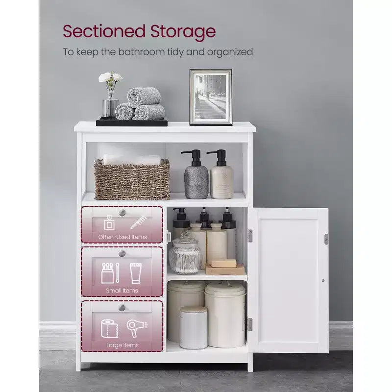 VASAGLE Floor Storage Cabinet, Storage Unit with 3 Drawers, Cabinet Freestanding, Adjustable Shelf ,White – Image 3
