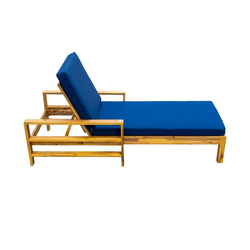 Wood Adjustable Backrest Outdoor Lounge Chair, Suitable for Gardens, Terraces and Poolside Areas – Image 17