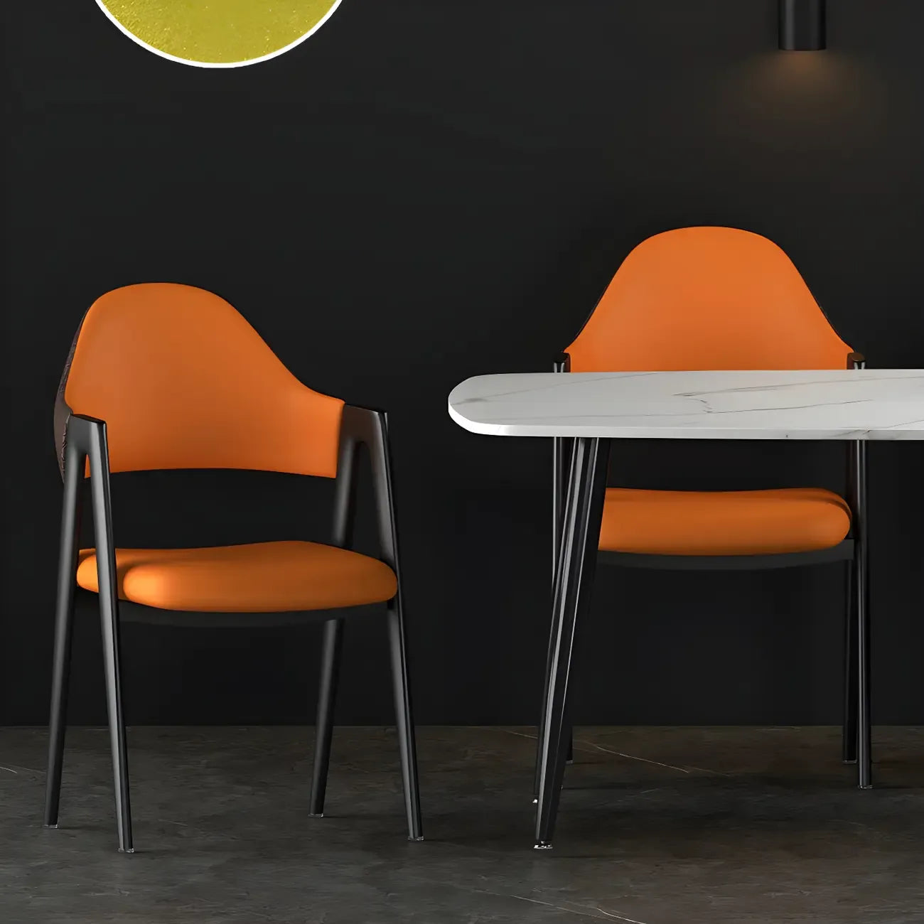 Modern Leather Curved Open Back Arm Dining Chair – Image 33