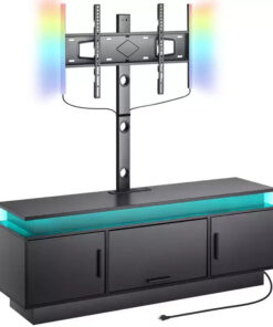 VEVOR 52 TV Stand with Mount for up to 75 in TVs, Entertainment Center with Power Outlet, Height Adjustable, Black