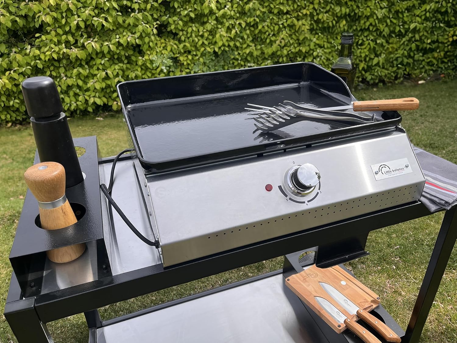 LITTLE BALANCE 8713 Biscarosse 50-35, Plancha électrique, Plaque de cuisson Fonte émaillée XL, 2150 W, Fabrication 100 française, Inox – Image 8