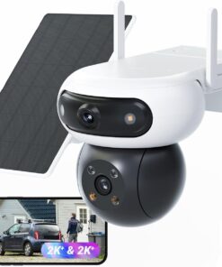 EZVIZ 8MP(4MP+4MP) Camera Surveillance WiFi Exterieure sans Fil à Double Objectif Motorisé, Camera Exterieur Solaire, Mode Always-on, Détection de Personne/Véhicule, CB90 Dual+8W Panneau Solaire