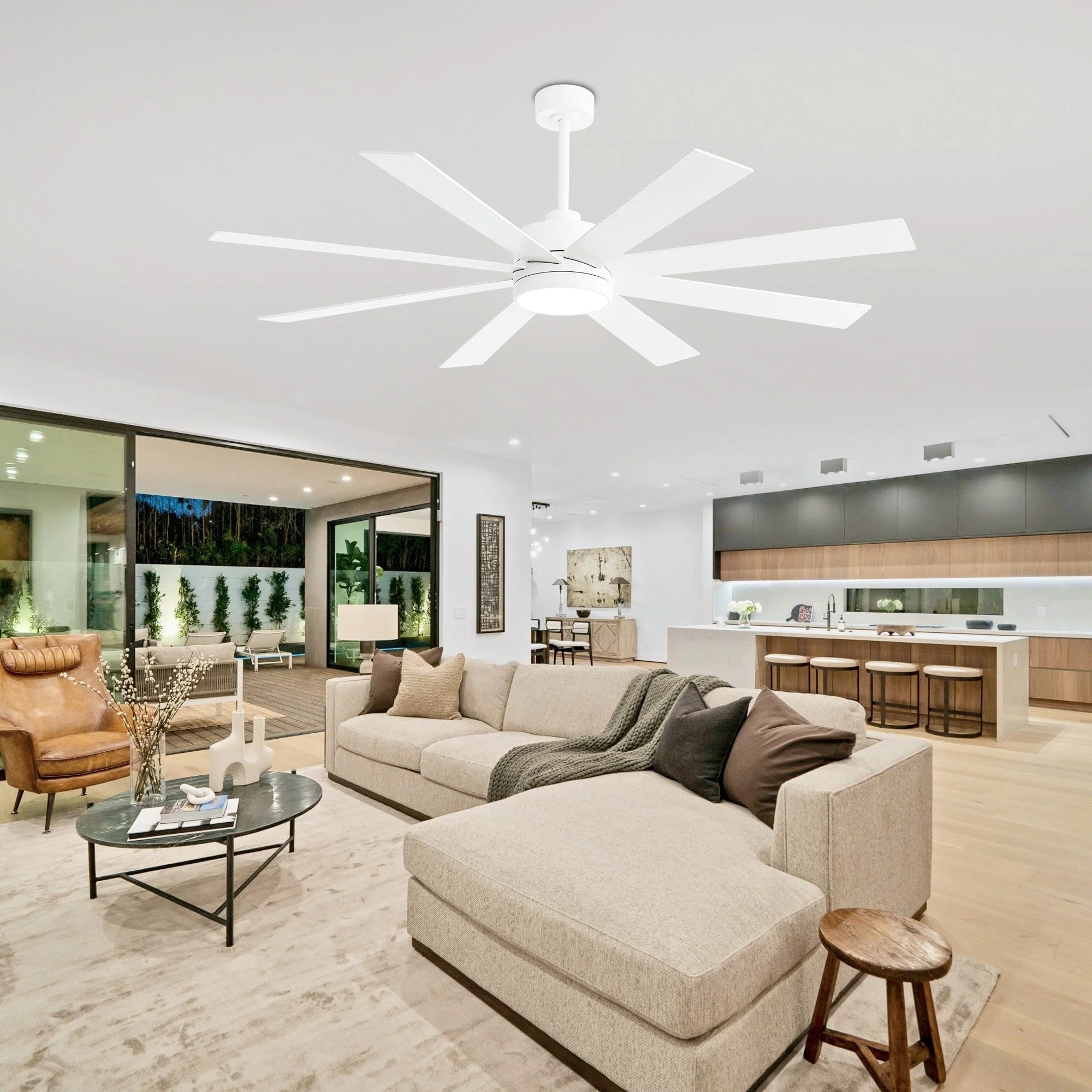 65 Inch 8-Blade Black LED Ceiling Fan with Light and Remote – Image 41