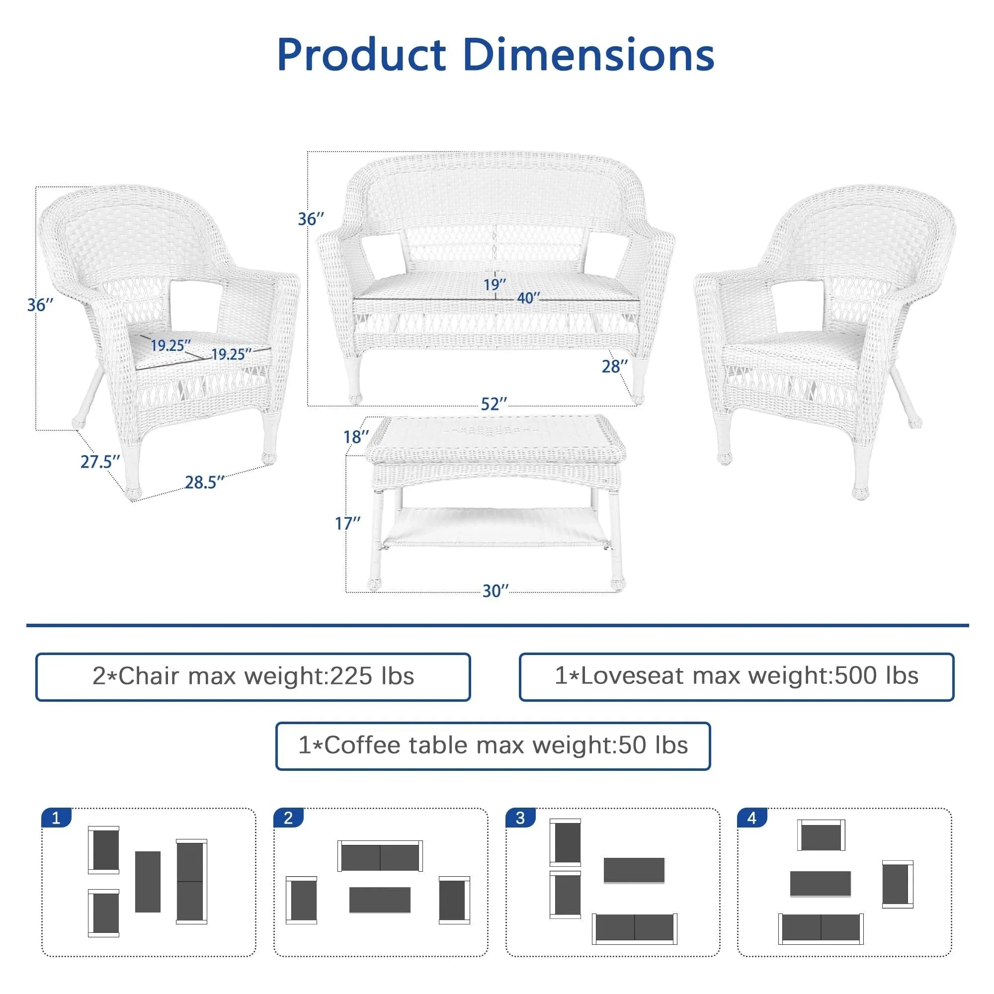Wicker Patio 4-piece Conversation Set – Image 15