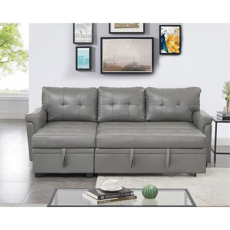 Convertible Reversible Sectional Sofa with Pull-Out Sleeper Bed, Hidden Storage Chaise, and Durable Legs – Image 80